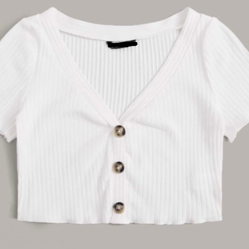 White button down crop top